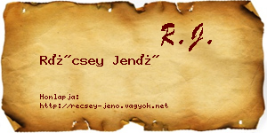 Récsey Jenő névjegykártya
